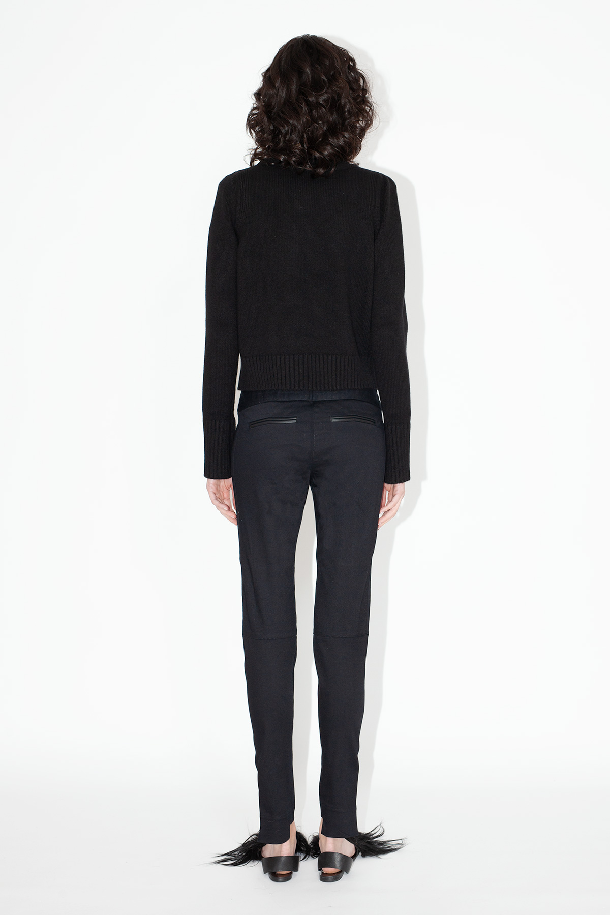 dheinrich-Biker-Jeans-&-Boxy-Crew-Neck-Cardigan---Black--Back-View