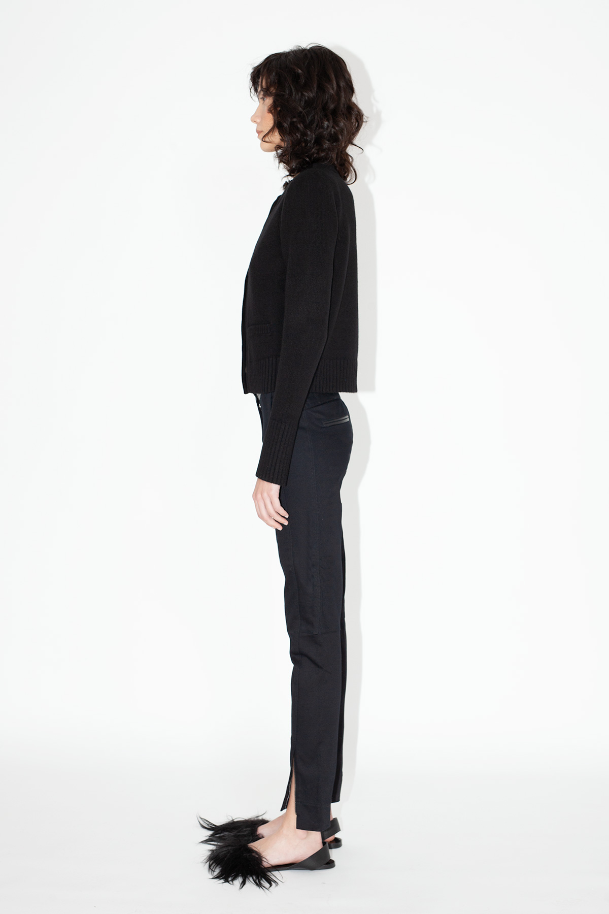 dheinrich-Biker-Jeans-&-Boxy-Crew-Neck-Cardigan---Black--Side-View