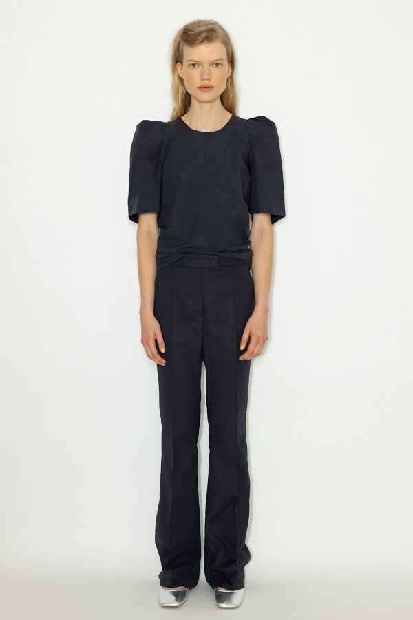 Night-Blue-Cotton-Palace-Top-&-Night-Blue-Cotton-High-Rise-Flared-Leg-Trousers