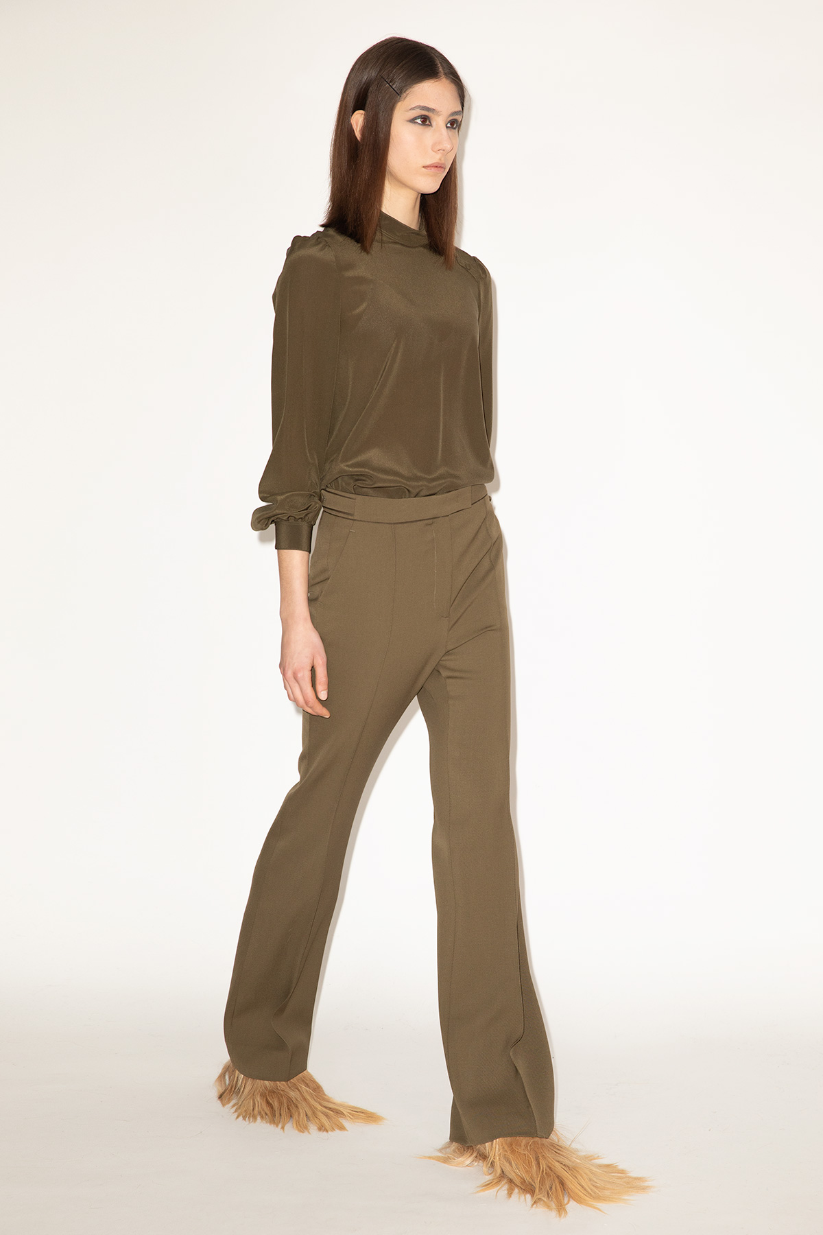 2025_DHeinrich-1376-Military-Green-Chevalier-Blouse-&-Boot-Cut-Pants