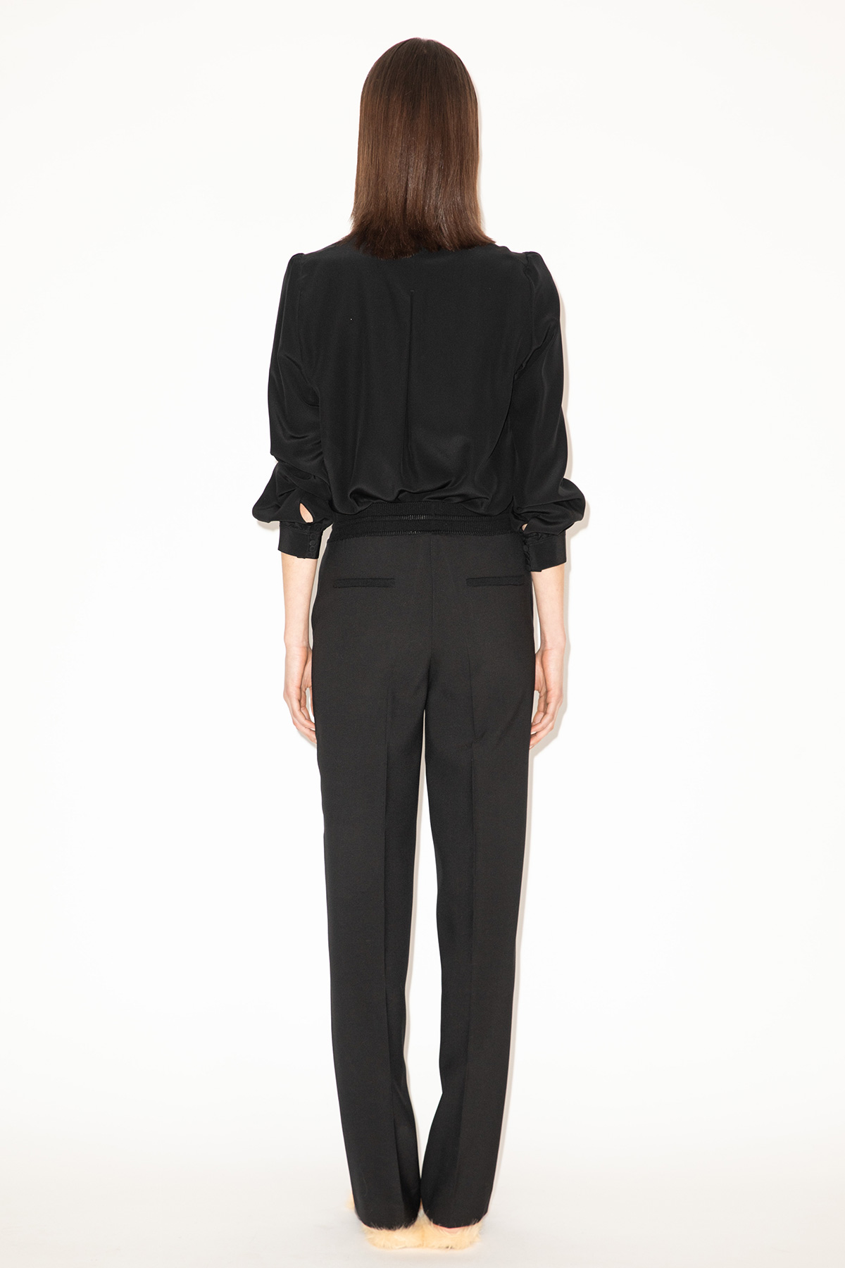 2025_DHeinrich-155-Black-Chevalier-Blouse-&-Black-Stretch-Wool-Wide-Leg-Drawstring-Pants