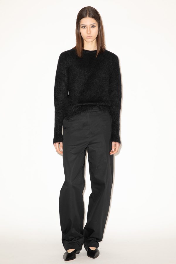 2025_DHeinrich-342-Black-Brushed-Mohair-Sweater-&-Black-Cotton-Twill-Barrel-Leg-Pants