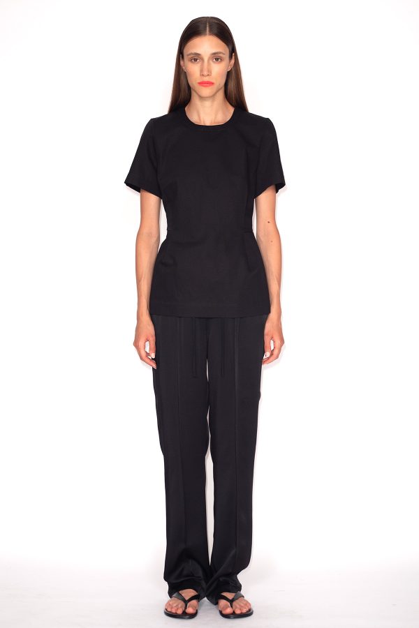 Black-Peplum-Top-&-Black-Liquid-Viscose-Drawstring-Pants-1149