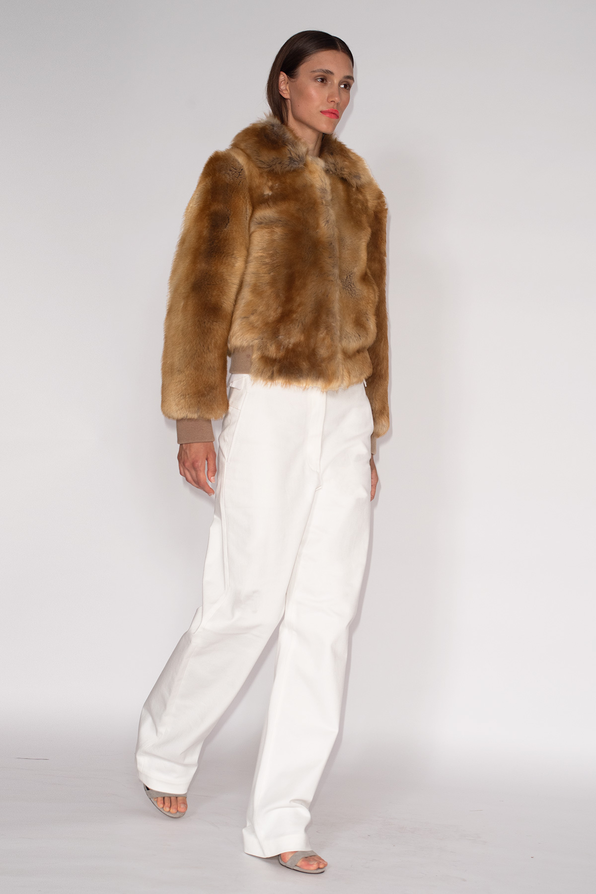 Fake-Fox-Shearling-Jacket-&-White-Barrel-Leg-Jeans-1013