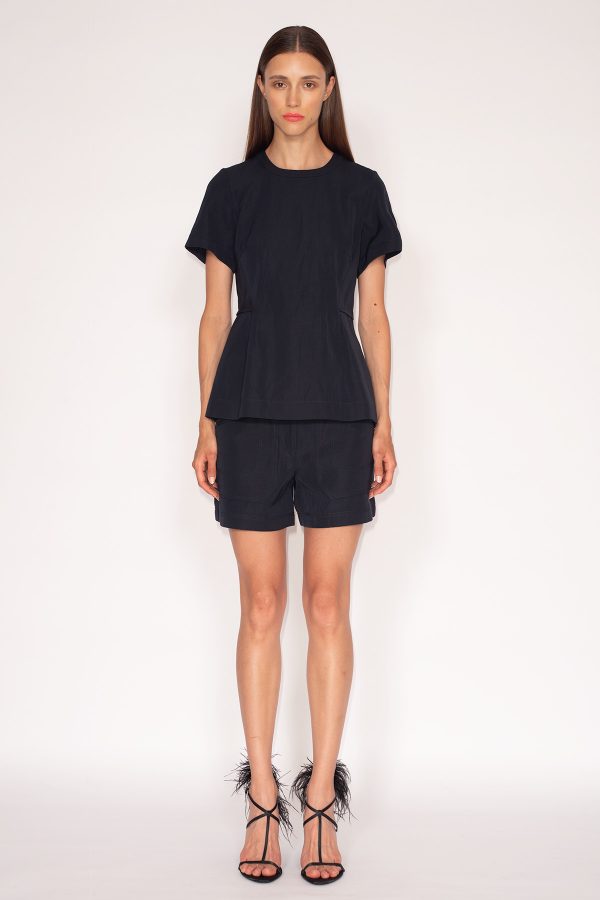 Linen-Cotton-Peplum-Top-&--Night-Blue-Cotton-Linen-Boat-Shorts-245