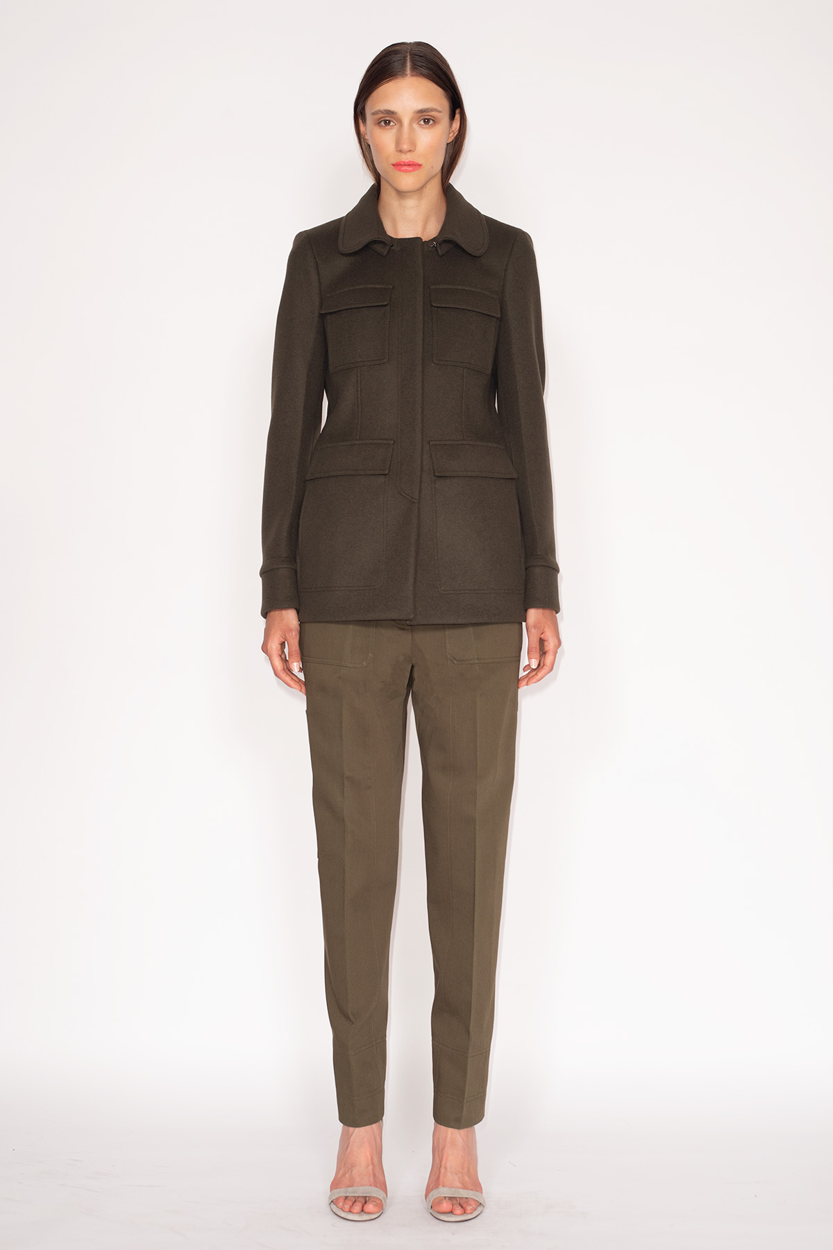Miltary-Green-Cashmere-Wool-Godet-Jacket-&-Military-Green-Cargo-Pants-726