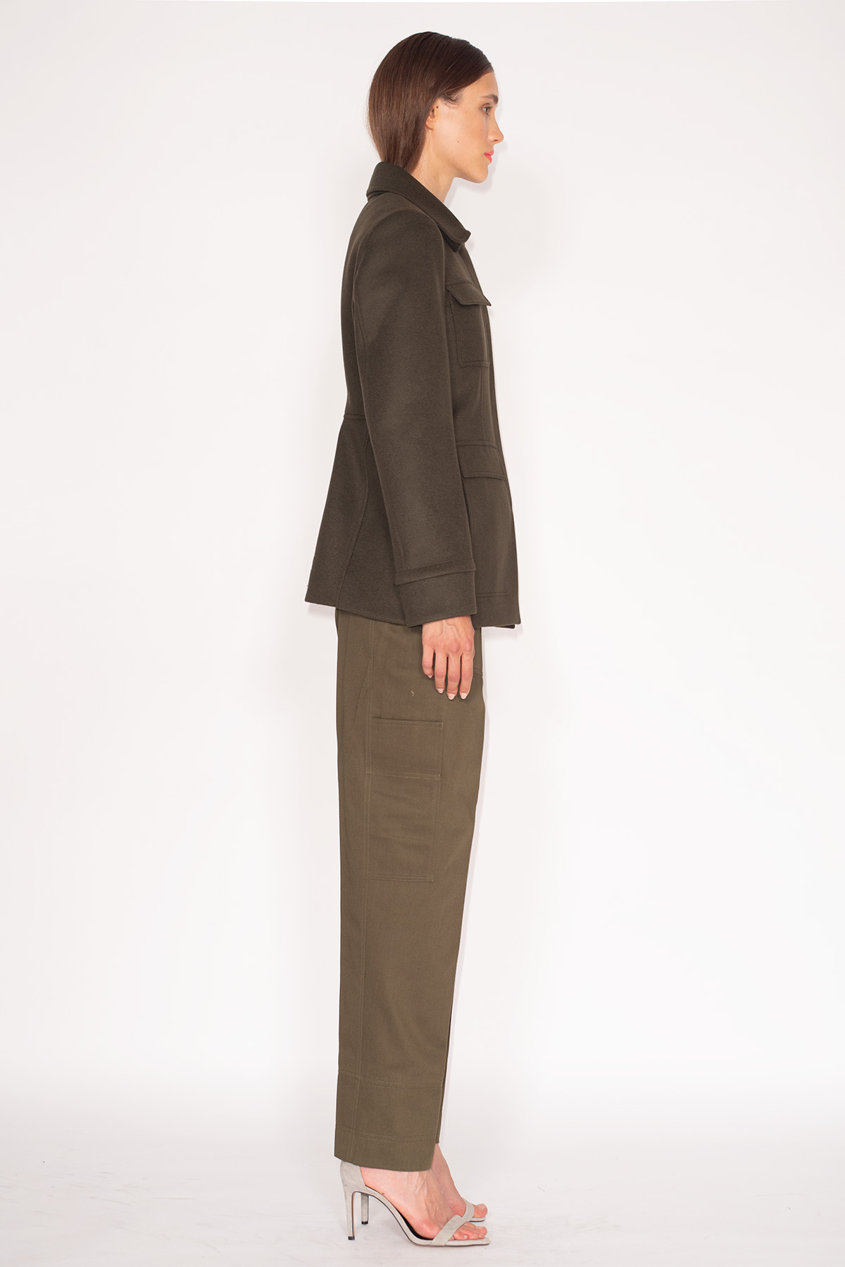 Miltary-Green-Cashmere-Wool-Godet-Jacket-&-Military-Green-Cargo-Pants-729