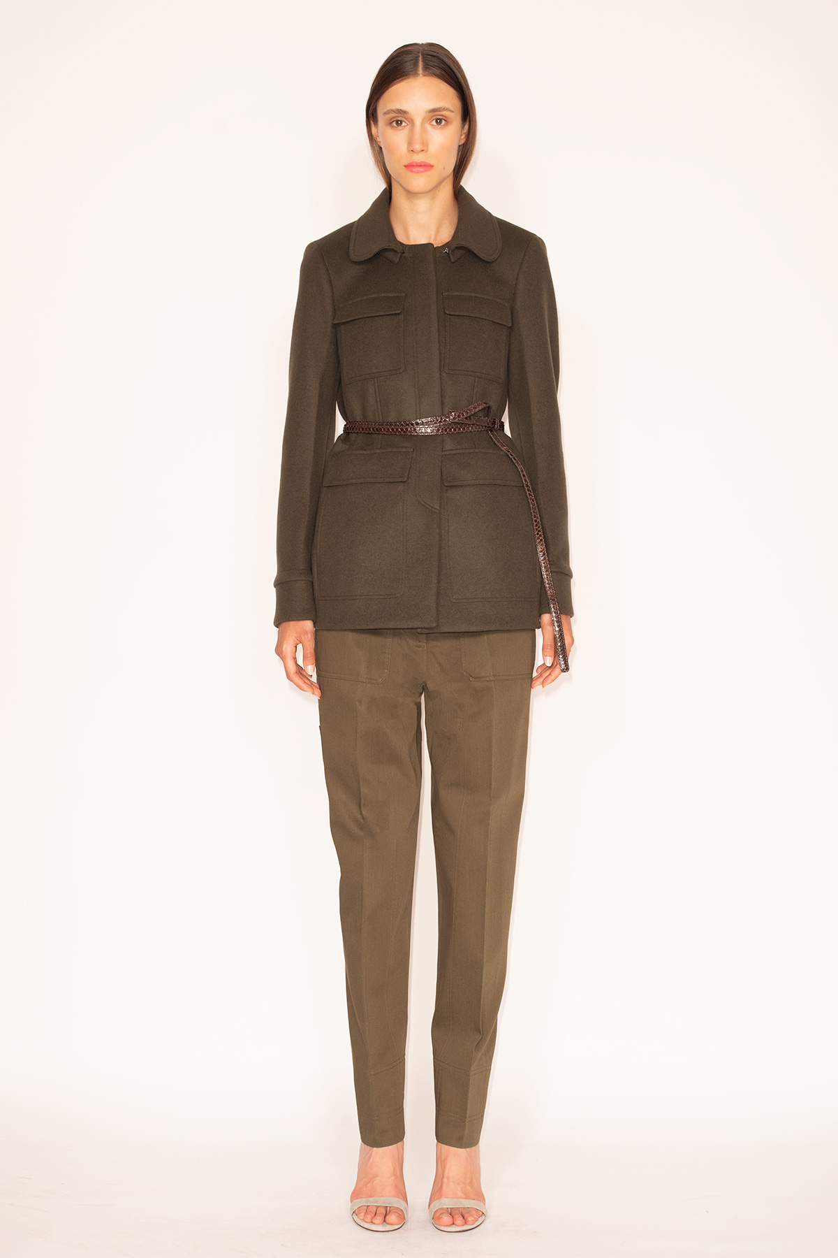 Miltary-Green-Cashmere-Wool-Godet-Jacket-&-Military-Green-Cargo-Pants-740