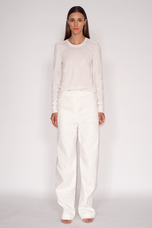 White-Cashmere-Silk-18GG-Motorcycle-Sweater-&-White-Cotton-Stretch-Barrel-Leg-Pants-1551