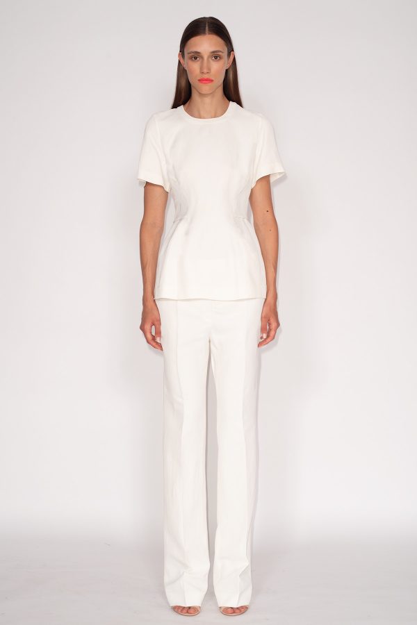 White-Linen---Viscose-Peplum-Top-Ayda-&-White-Linen-Viscose-Mid-Rise-Boot-Cut-PantsA-1576